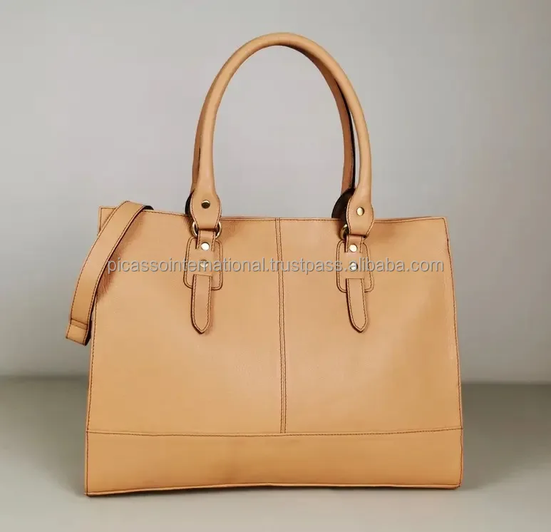 In Depth Experience in Selling Trendy Design Button Zipper Closure Type Cowhide Leather Tote Handbag Fashion Shoulder Bag