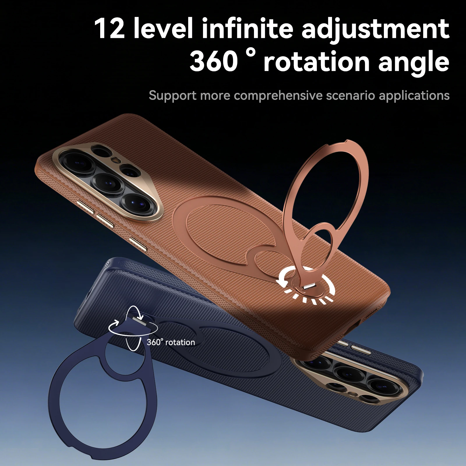 Luxurious and High-grade Wear-resistant Leather PC Magnetic Swinging Strut Phone Case Shockproof Protector Cover for Samsung S26