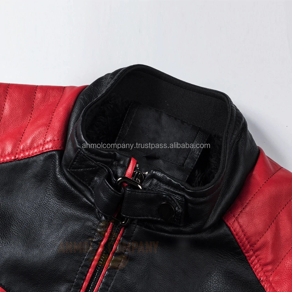 Men Jackets 2022 Customized Genuine Leather Handmade Men Black Red