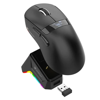 Xunfox H9 PRO RGB Charging Stand Lightweight Wireless for Bluetooth Tri-Mode Gaming Mouse with PAW3311 Display