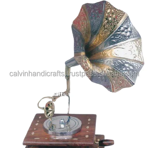 Indian Traditional Handmade Brass Dummy Gramophone/Antique Vintage Gift for Home 