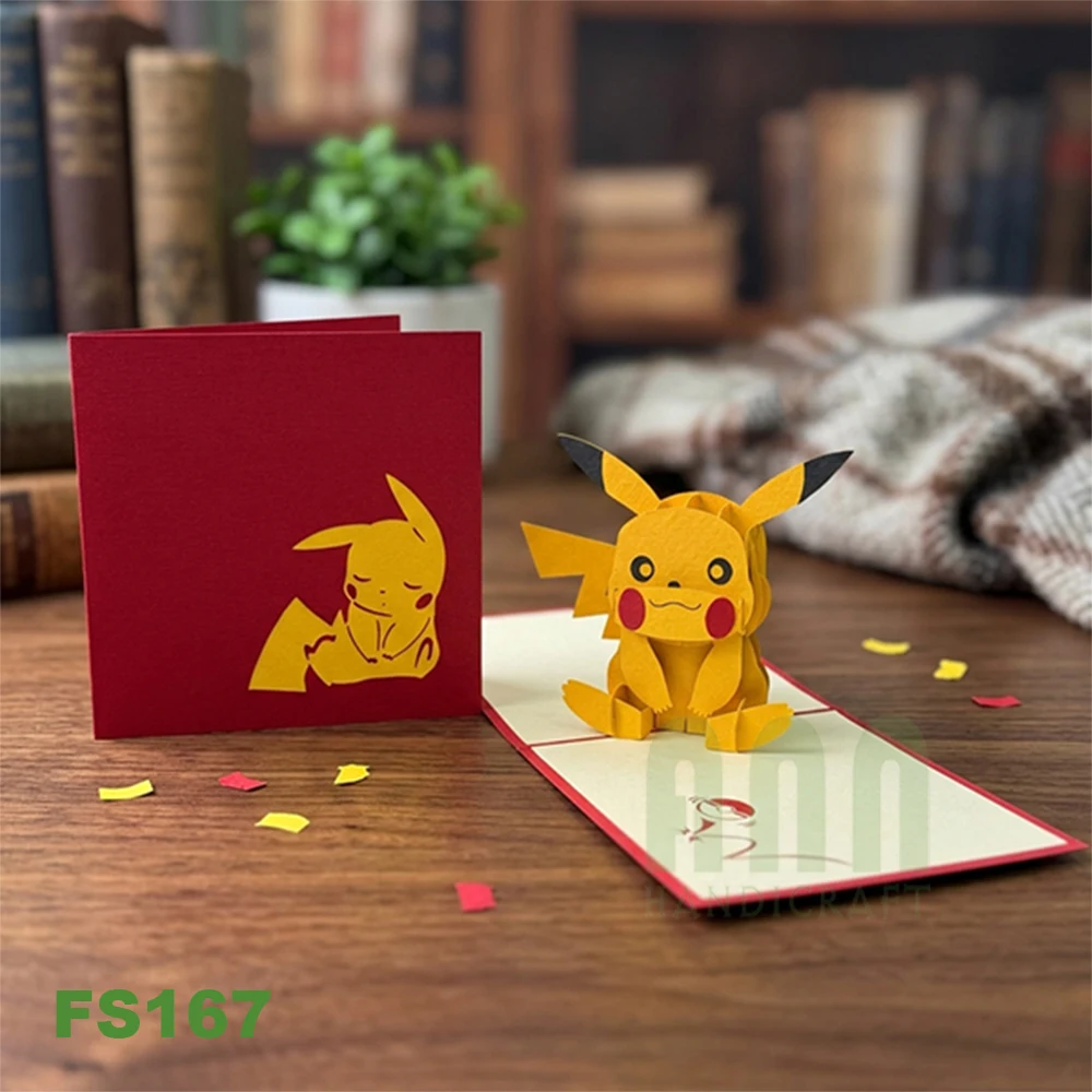 pokemon greeting cards Merry Christmas To Chu Pokémon Stationary Goods This cute Pikachu greeting card is made of fluffy material Wholesale Pokemon Greeting Card for