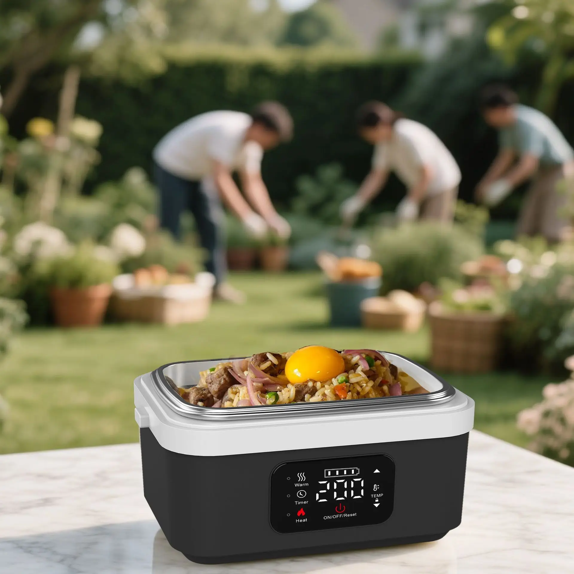 无绳电动午餐盒，带16000毫安电池的可充电自热食品保温器，适用于工作/旅行/汽车/办公室