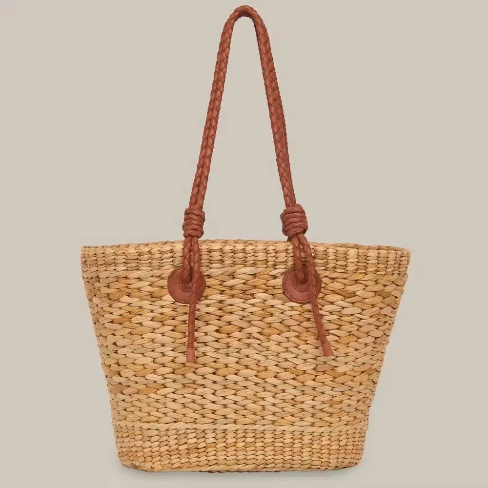 Hot Sale Trendy Large Straw Beach Bags Black Handle Straw Handbag Fashionable for Lady Women Nhatminh Vietnam