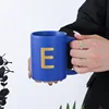 custom alphabet blue ceramic Mug (E)