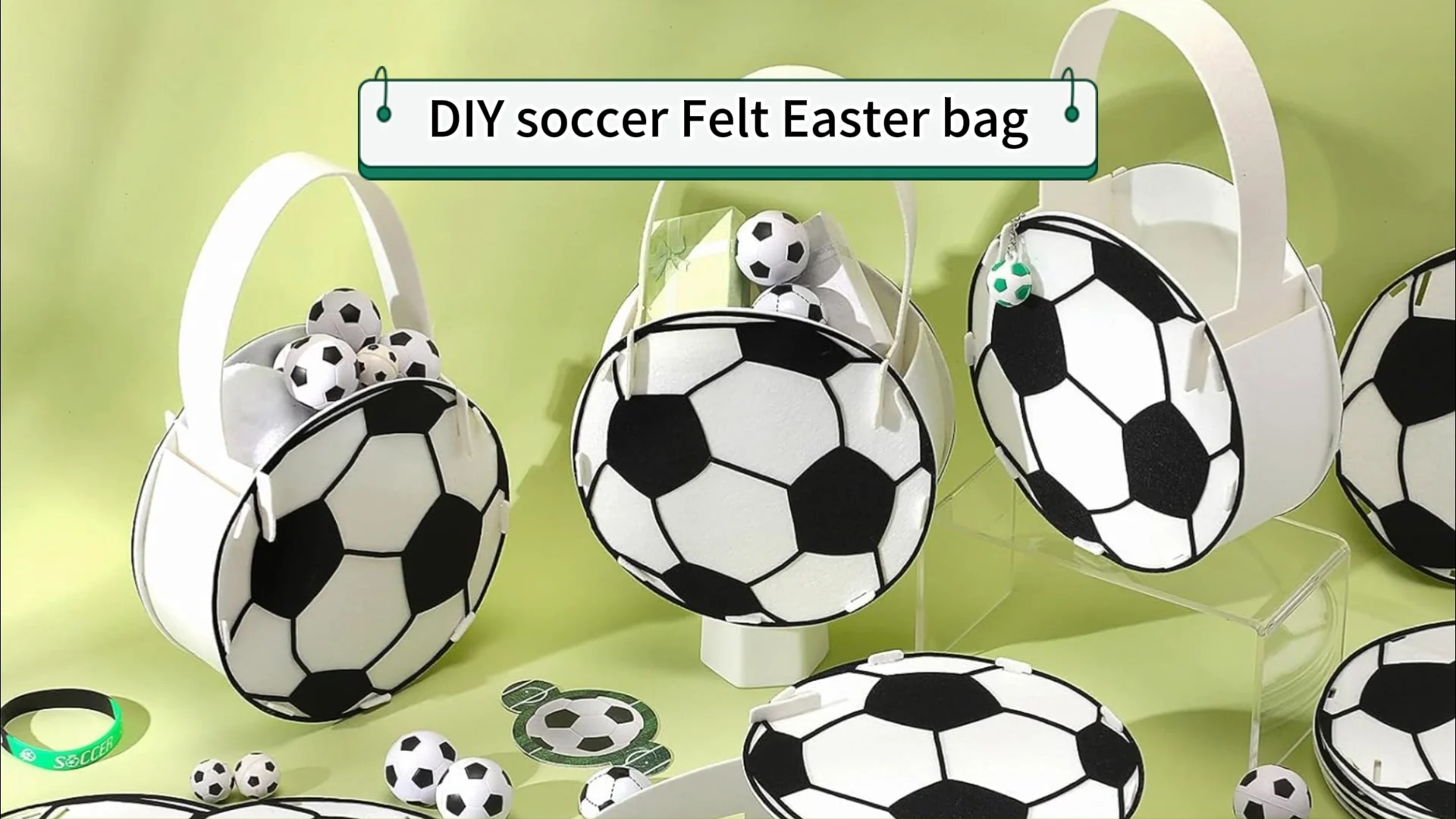 Upin Diy Sport Themed Soccer Party Favors Bag Felt Goody Treat Bucket