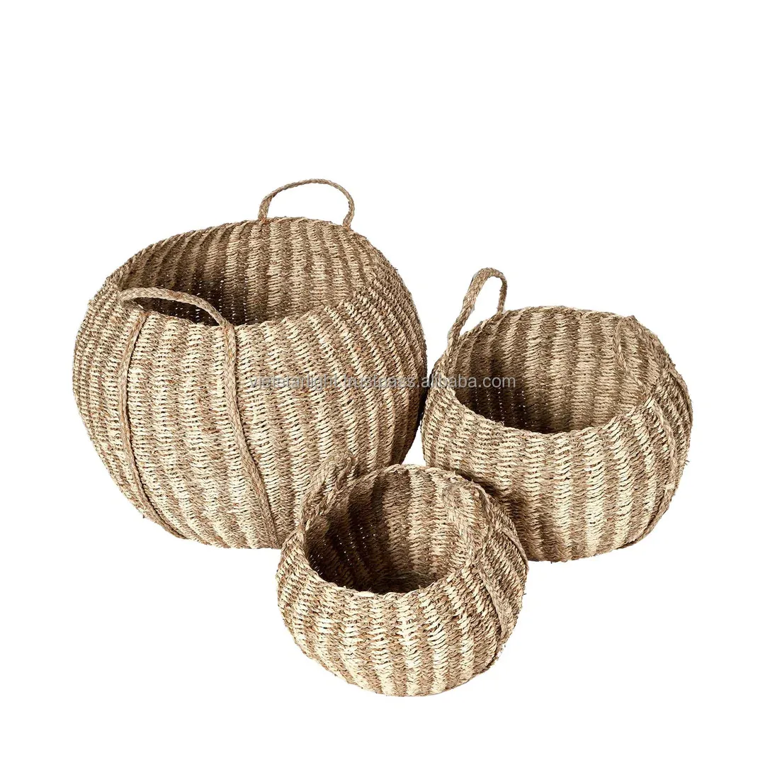 Seagrass Basket Water Hyacinth Set/3 Baskets Seagrass Storage Basket ...