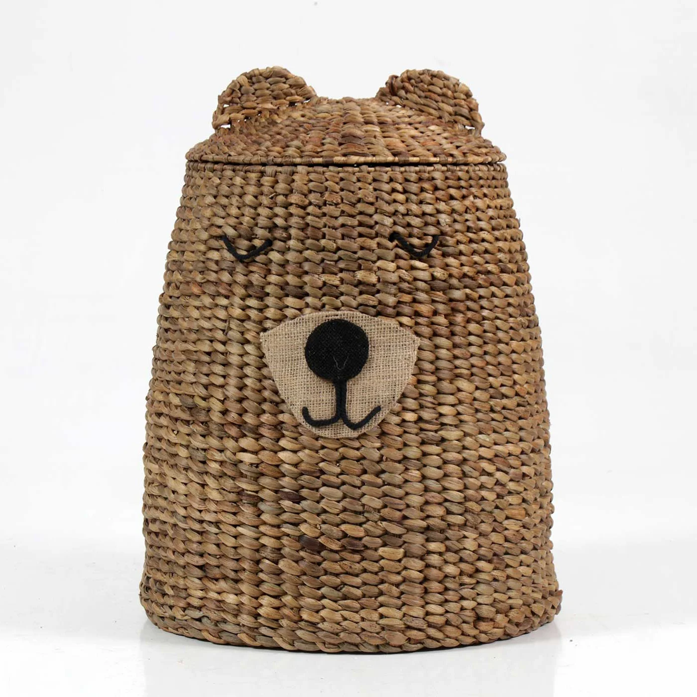 Cute Handwoven Bear Shaped Basket For Kids Water Hyacinth Animal