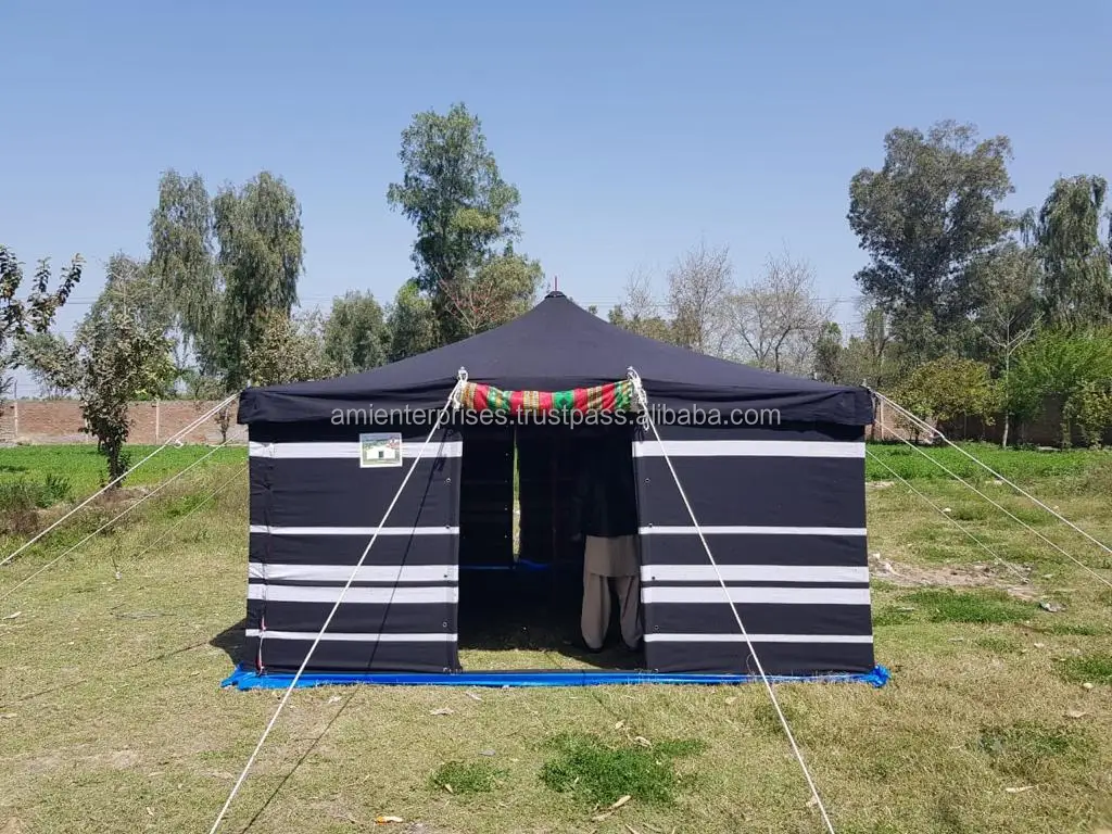 New Arabic Style Stripe Canvas Black & White Traditional Tent Desert