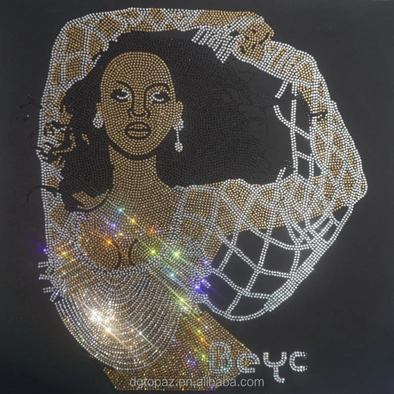 New Product aquamarine money bag Custom Heat Transfers Bling Rhinestone money bag Design Iron On Transfer