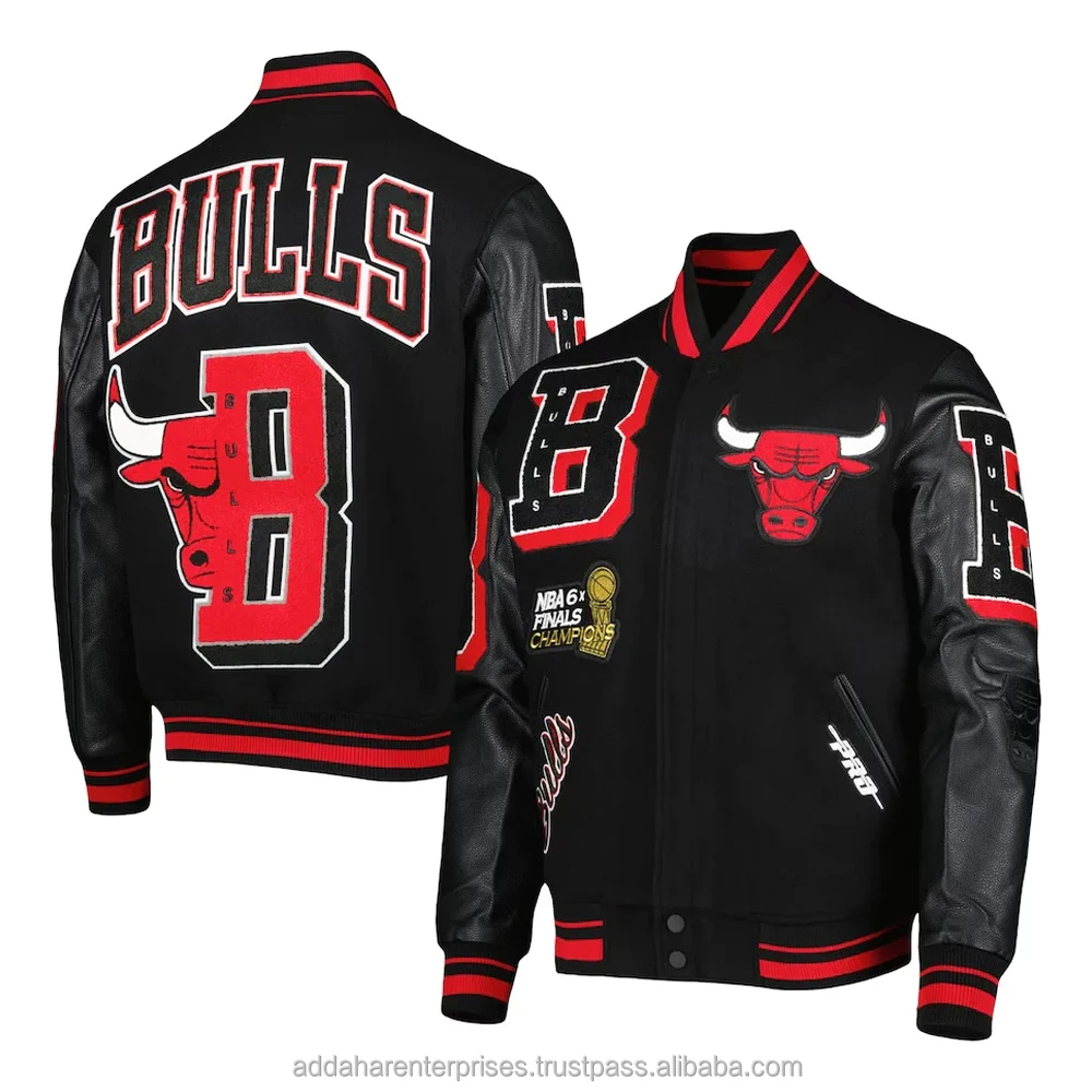 Custom Men's Wool Letterman Real Leather Varsity Jacket Black With Red