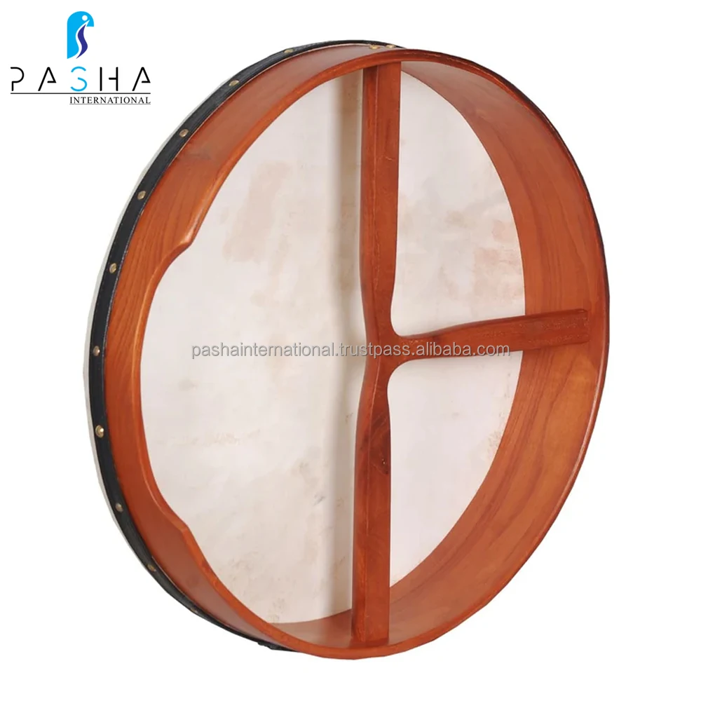 Hand Drum With Beater Percussion Wooden Goat Skin Head Drum Musical