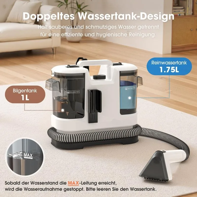 Doppeltes Wassertank Design 1.75L Frischwasser und 1L Schmutzwasser