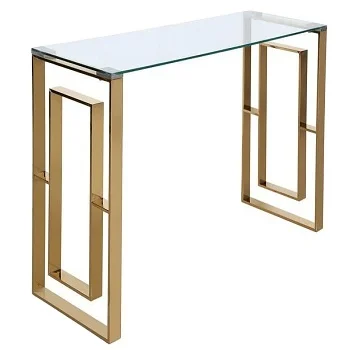 New Design Aluminum/ Iron Gold Metal Marble/ Glass Top Console Table For Decorative With Manufacturing