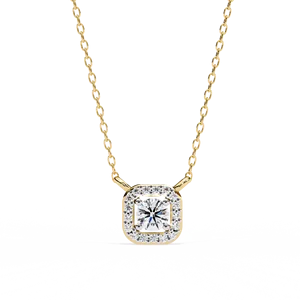Exclusive Lab Grown Diamond Halo Pendant 0.30 Carat Round Cut Moissanite Diamond Necklace with 14K 18k Gold