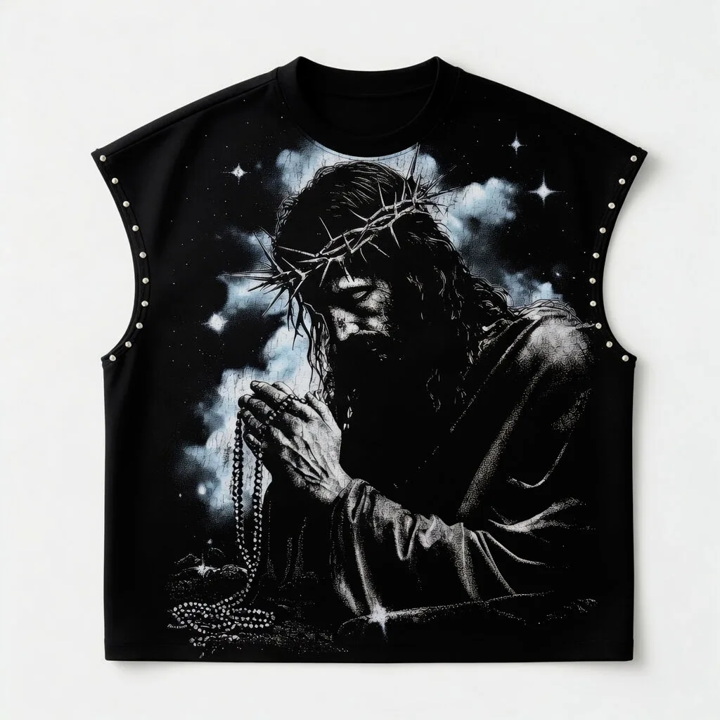 Glory Custom Oversized Black Graphic Tank Top 100% Cotton Soft Fabric Sleeveless Fashion Fit Premium Quality T Shirt For Unisex