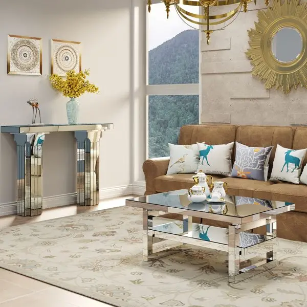 Elvarenae Lucienne Stepped Mirror Console Table — product detail