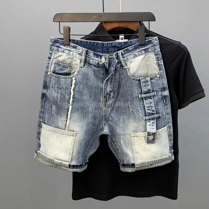 European And American High Street Washed Mid-waist Straight Summer Thin Men's Denim Shorts415_voghion.com