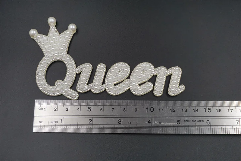 Crown with queen Bridal Bling Glitter Letters Patch Alphabet Applique Letter Stickers for DIY Clothes Bags Shoes