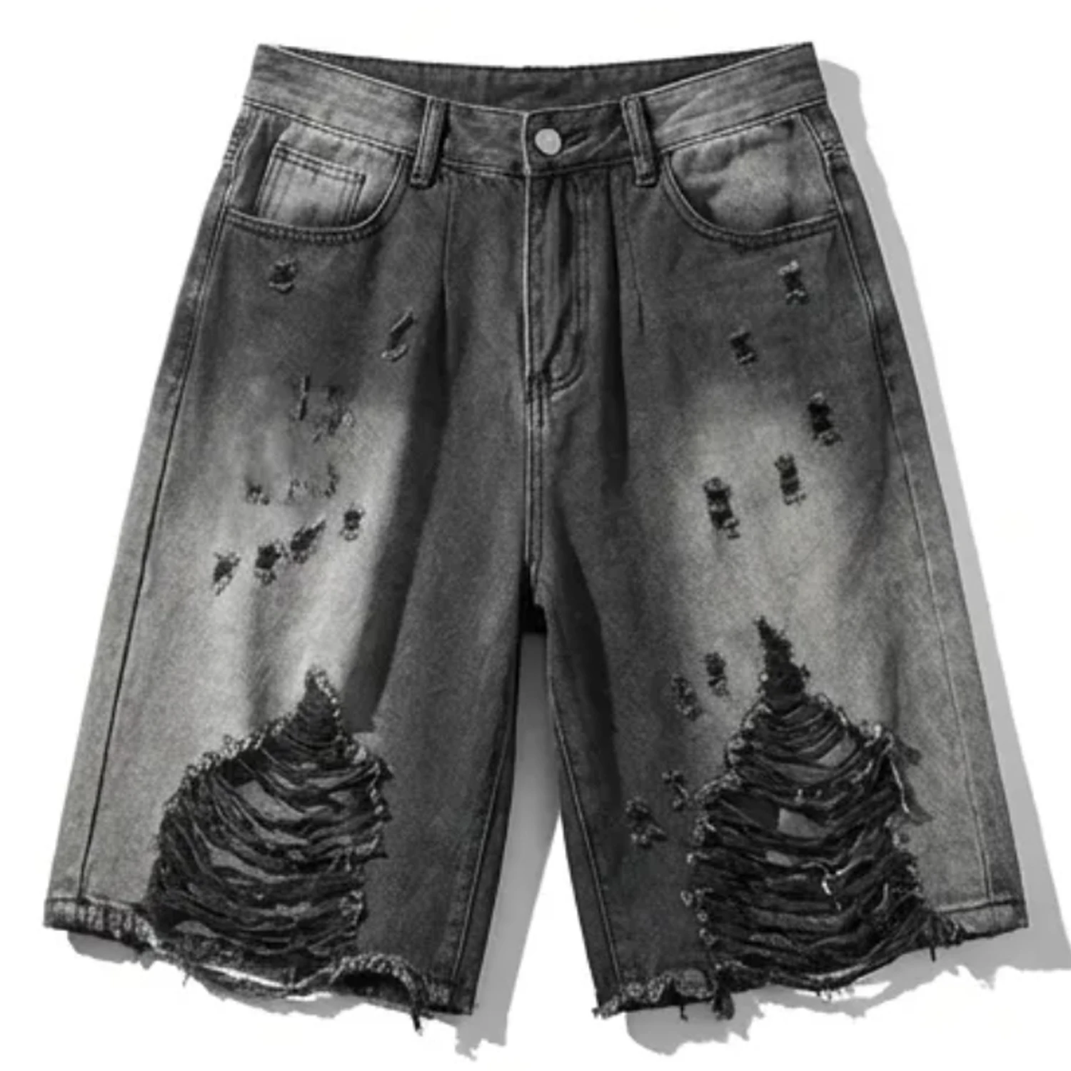 Custom Sun Faded Distressed Denim Short New Trendy Vintage Style Premium Quality Shorts For Unisex Street Wear & Casual Wear