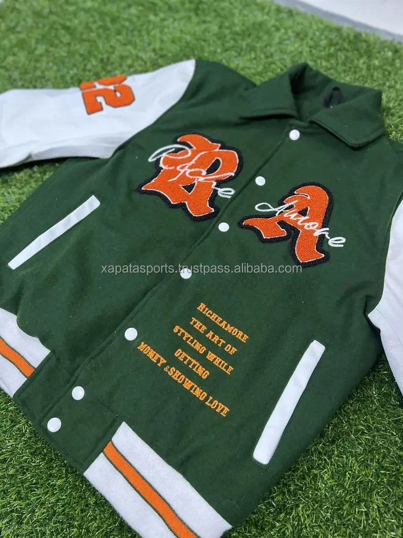 Custom Logos Embroidered Logos Letterman Jackets Wool Leather ...