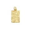 Rectangle with Leaf Real Heart Charm