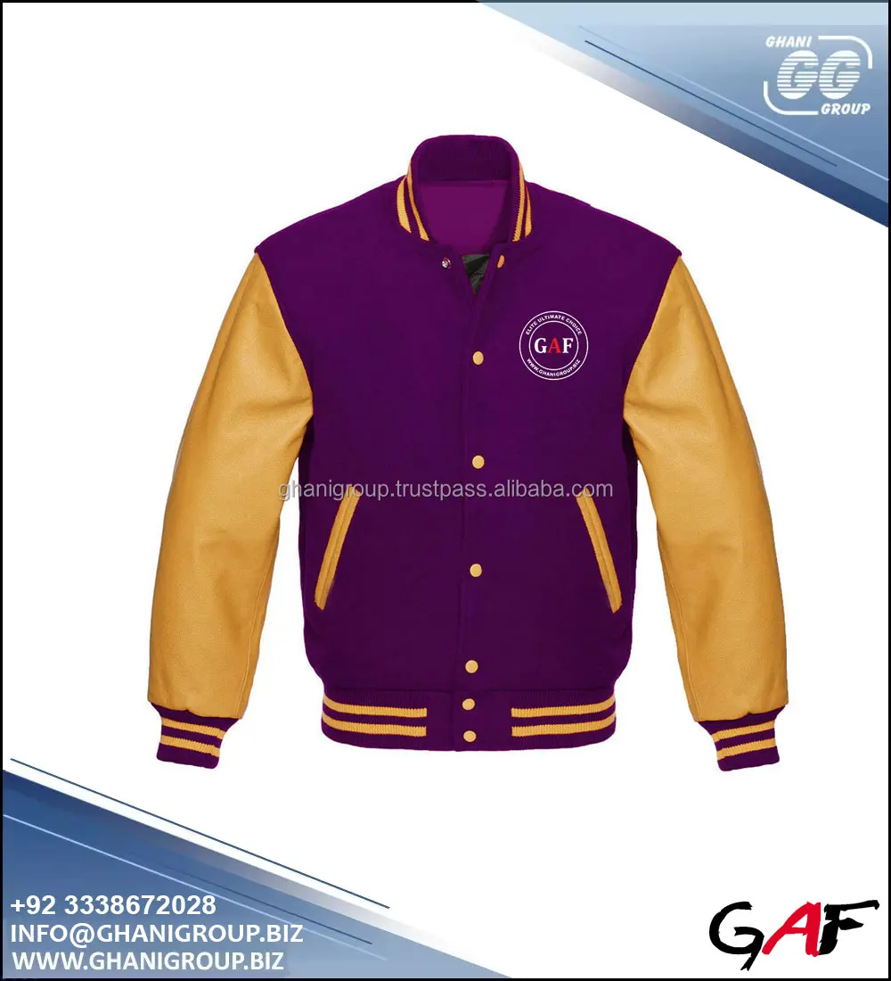 Gaf Custom Varsity Jacket Leather Sleeves Chenille Embroidery Patch