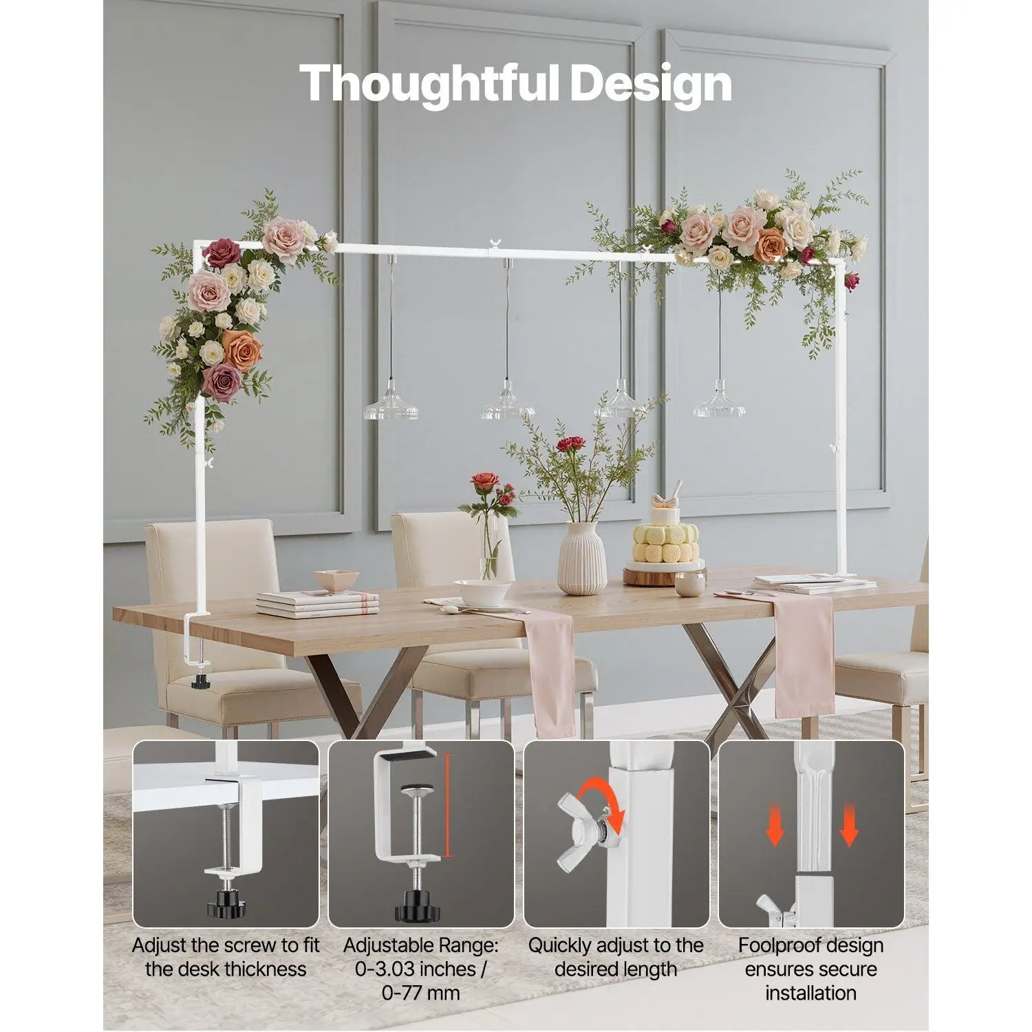 Adjustable Over-the-Table Rod Stand with Clamps 28-98 in Length Metal Party Tableware & Decorations - Image 4
