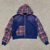 Navy Blue + Red Check and Dark Green