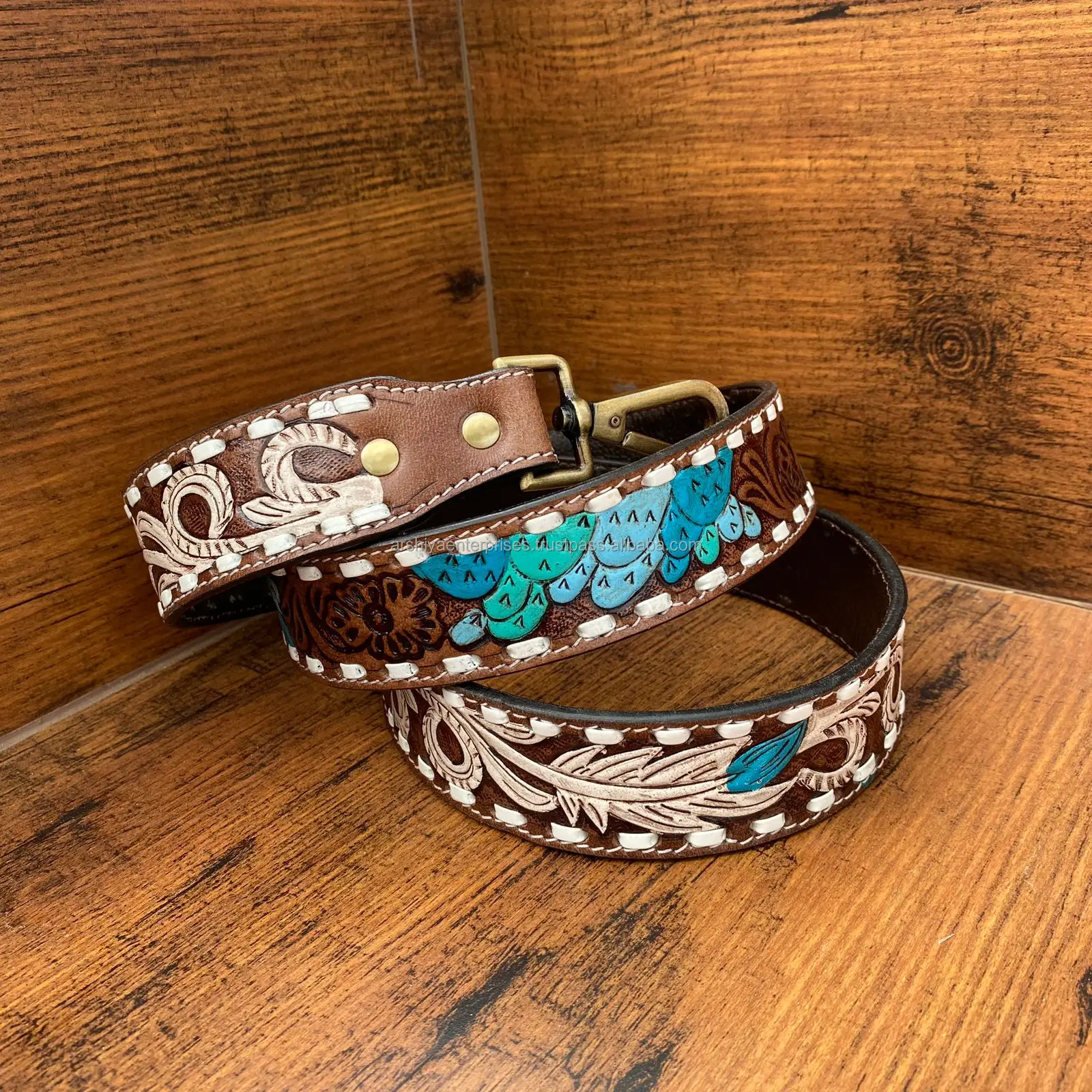 New Personalized Floral Hand Tooled Leather Western Cactus