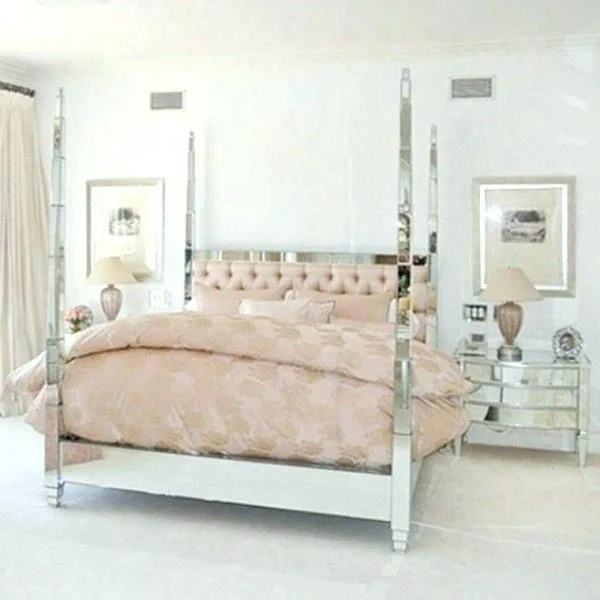 Зеркальные четыре постера для спальни деревянная кровать с зеркальными панелями отделка сделано в Индонезии дизайна интерьера