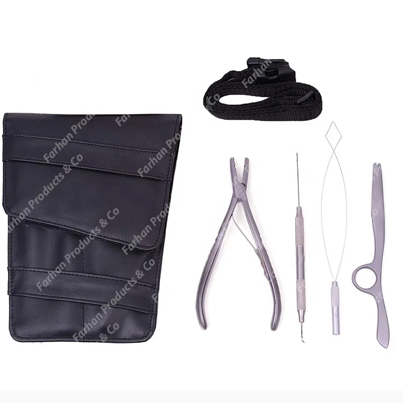 Tip Leather Pouch Starter Kit By The Hair Shop - Threading Tool,Multi  Function Plier,Blending Razor Kit - Buy Hair Extension Plier Hair Extension  Pro Tape In Press Pliers With Silicone Pads Hair