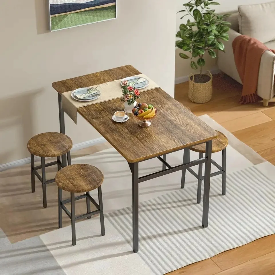 Customized Wood Dining Table For 5 People Rectangle Rubber Wood Table ...