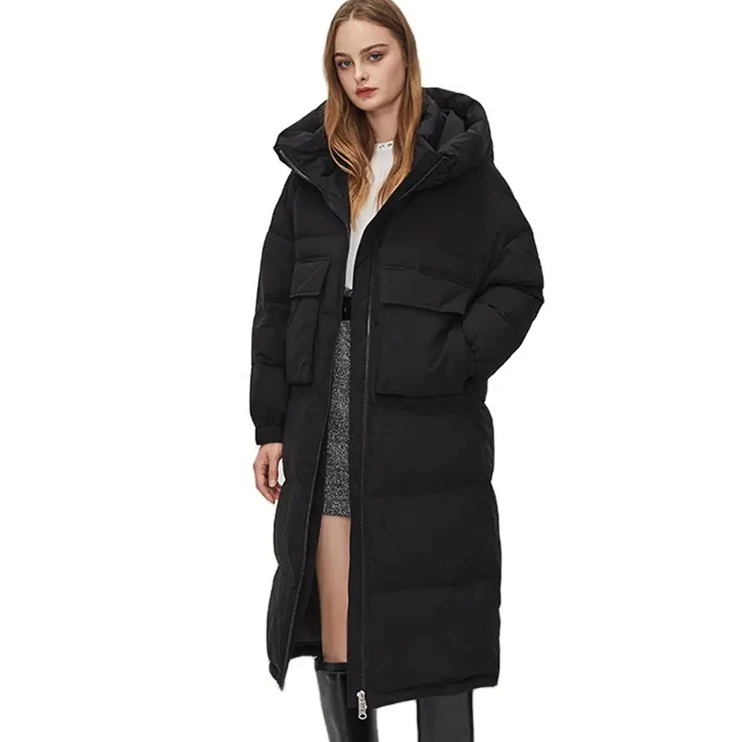 Puffer Coat Windproof Long Jacket Lady Padded Down Coat Winter - Buy ...