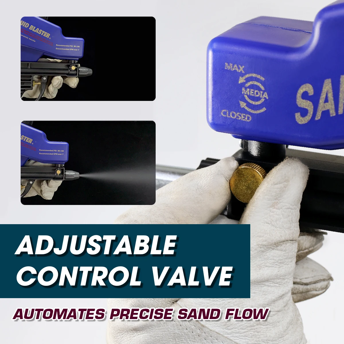 LEMATEC Pneumatic Sandblasting Gun with Portable Media Blaster Nozzle Taiwan Made