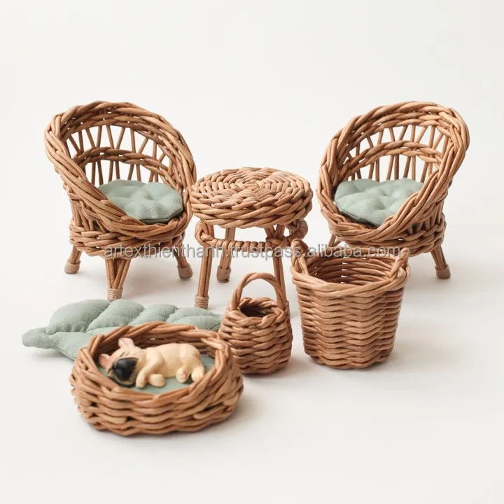 Best Selling Rattan Doll House Rattan Doll Furniture Best Selling