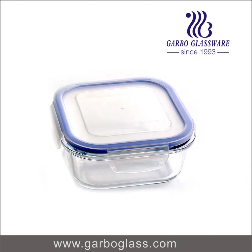 800ml Glass Lunch Box Square Shape Glass Food Storage Container Office Use Oven Safe 6inch Glass Lunch Box with Lid