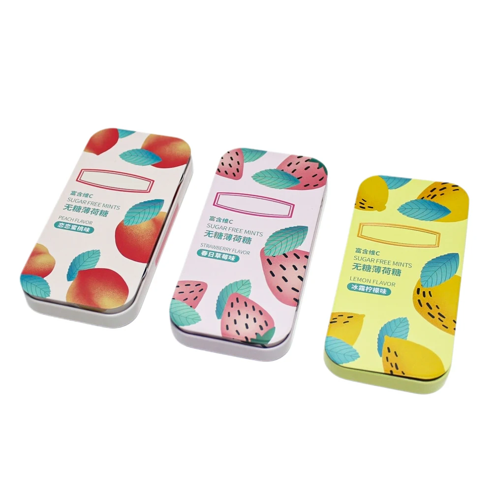 Factory New Design High Quality Child Resistant Tin Cans Custom Candy Mint Chewing Gum Tin Cans Sliding Tin Box