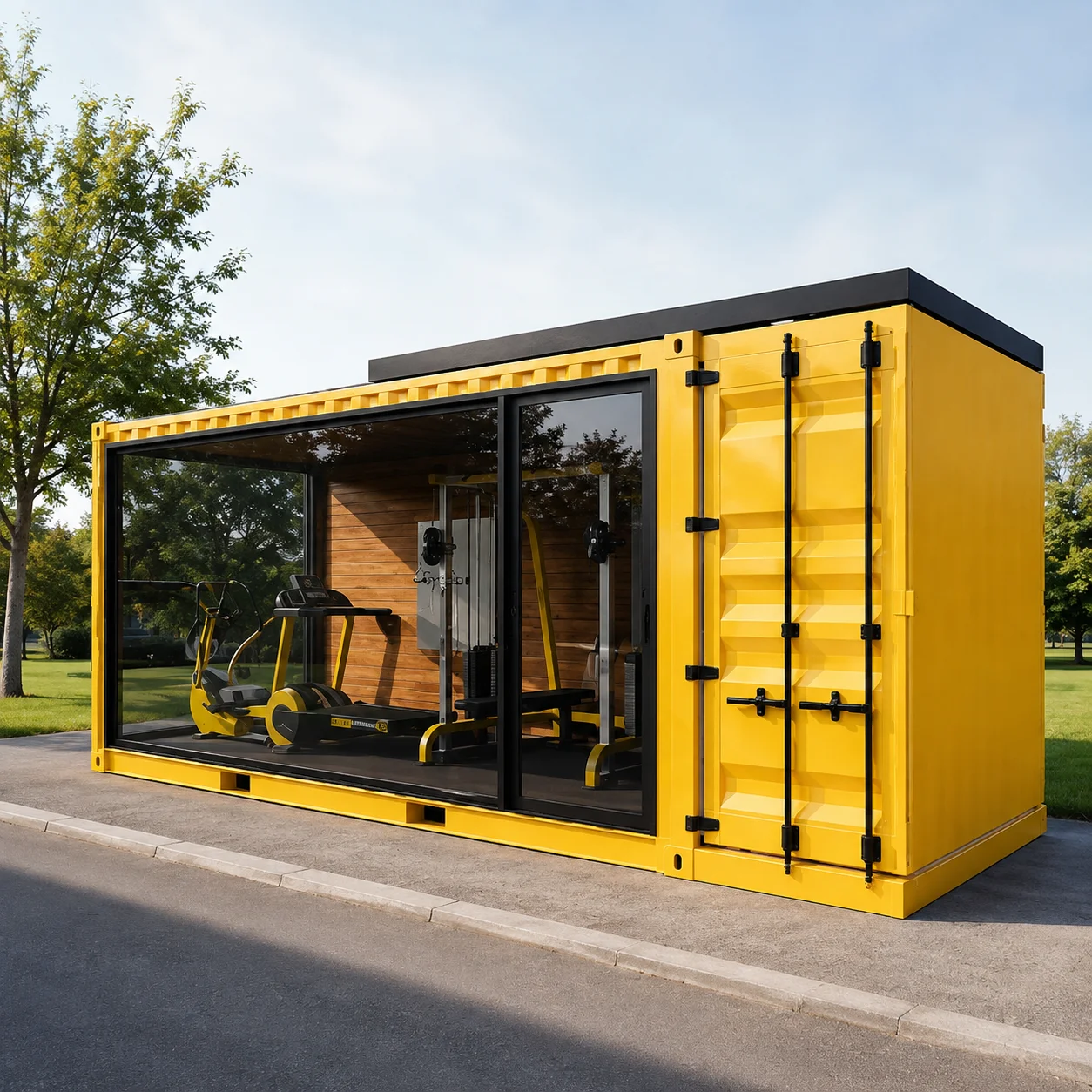 20FT Shipping Container Gym Modular Fitness Studio Customized Home Gym Pod Portable Workout Room for Garden Backyard