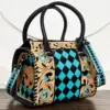 Turquoise & Black Checkered