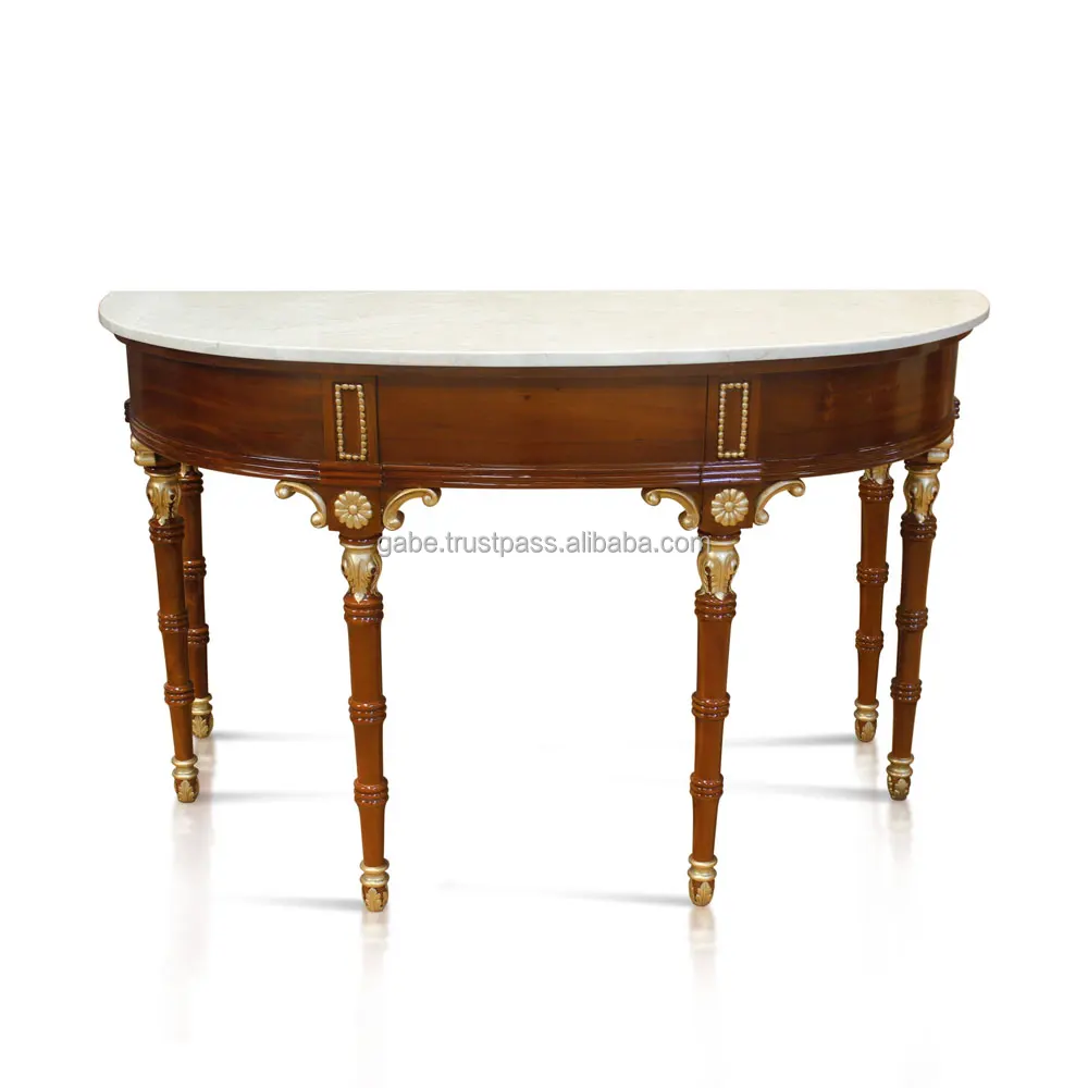 Elegance Marbletop Mahogany Console With Gold Leaf Detailing Buy