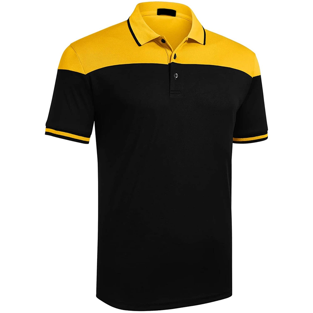 New Latest Design Yellow Black Polo Collar T Shirts for Men With
