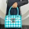 Turquoise & White Checkered