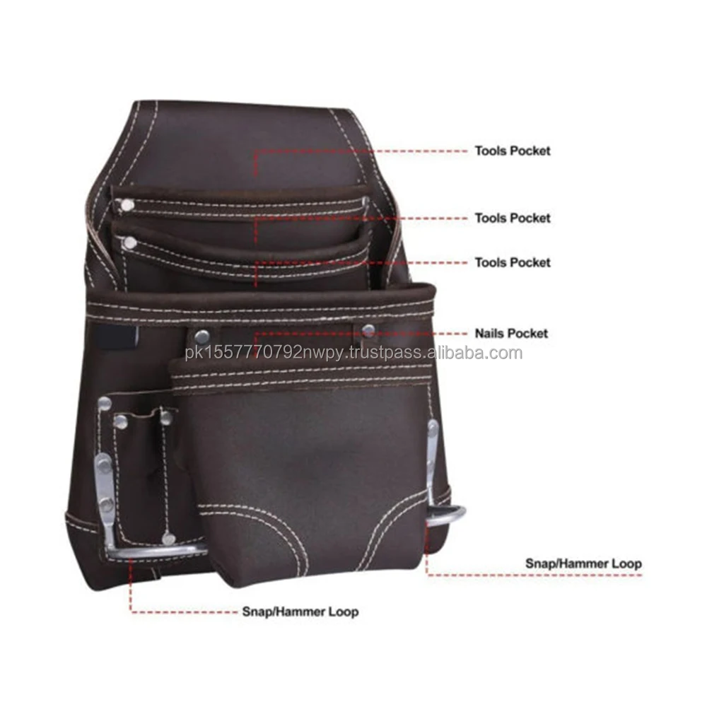 Oil Tanned Leather Different Size Multiple Pockets Tool Pouch Men's