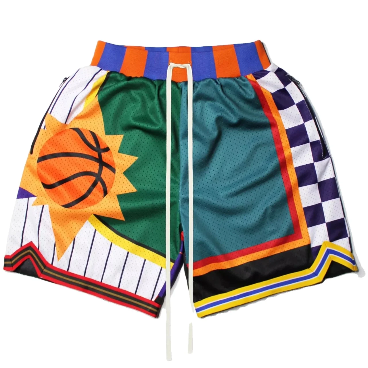 Mesh Basketball Shorts Two Deep Side Hem Pockets Summer Basic Men