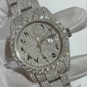 High-quality Luxury Diamond-set Moissanite Men's Watch Movement Stainless Steel Strap Waterproof Classic Elegant Automatic Watch