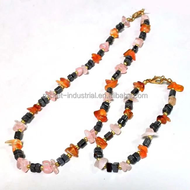 Hematite Necklace With Rose Quartz 