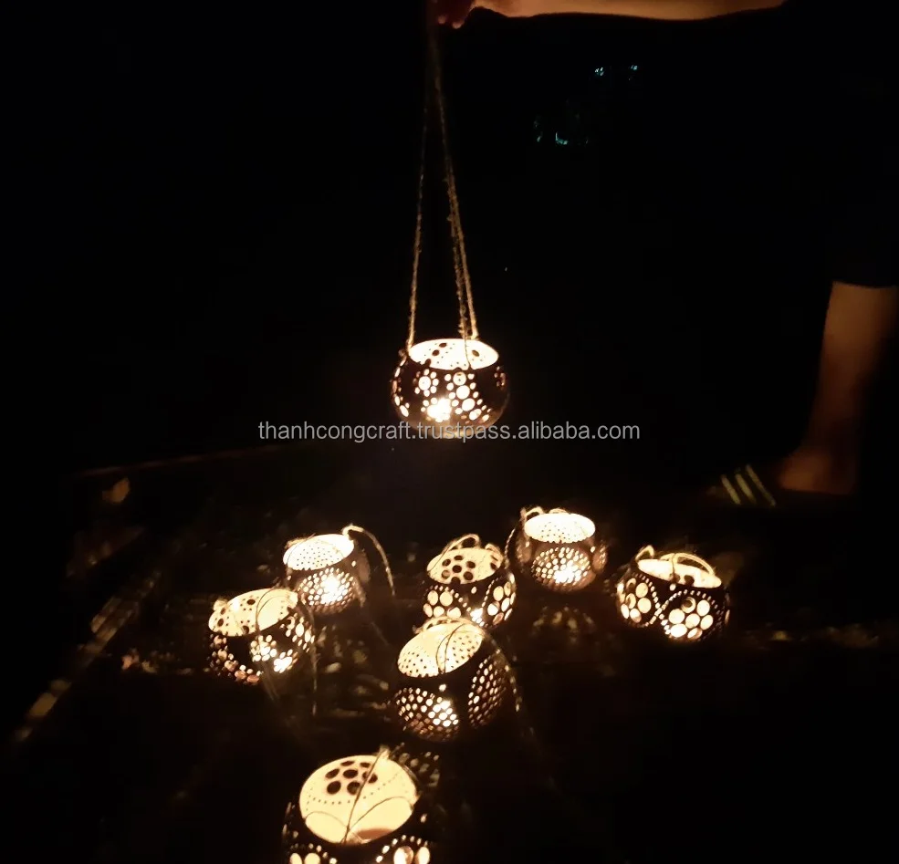 Лидер продаж 2021! Недорогой подсвечник из натуральной скорлупы кокоса ручной работы с индивидуальным дизайном