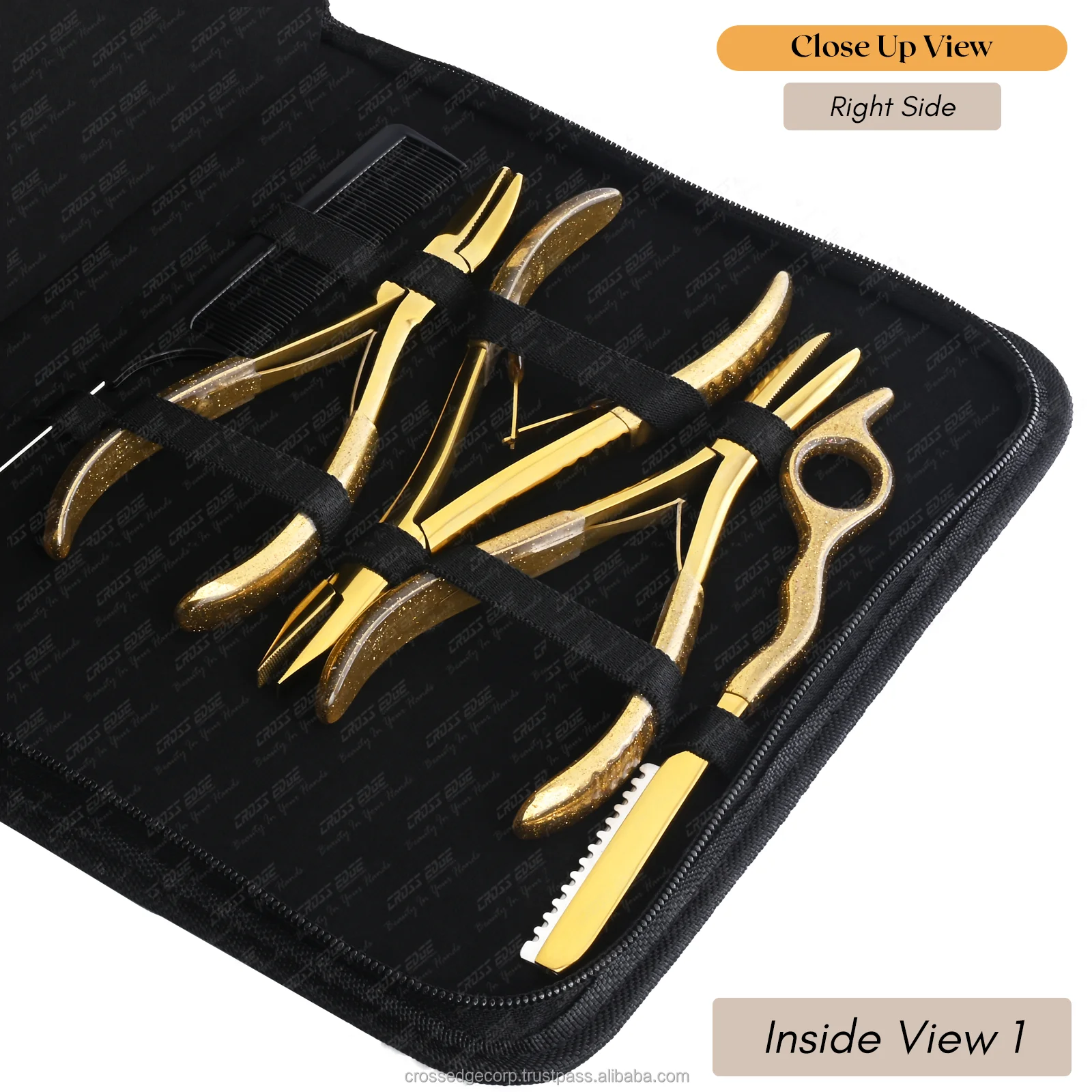 Hair Extensions Clamps Pliers Set,Hair Cutting Scissors In Gold Keratin