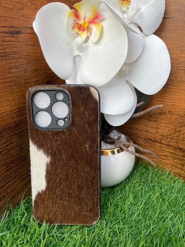 New Arrival Stylish Real Cowhide Fur Leather Phone Cases Personalized